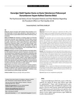 Karaciğer Nakli Yapılan Hasta ve Hasta Yakınlarının