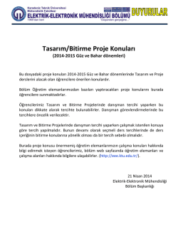 Tasarım/Bitirme Proje Konuları - KT&Uuml; Elektrik