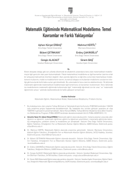 Matematik Eğitiminde Matematiksel Modelleme