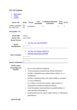 TFL 101 Syllabus - İzmir Ekonomi &Uuml;niversitesi