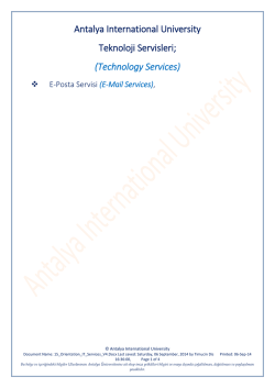 E-Mail Services - Uluslararası Antalya &Uuml;niversitesi