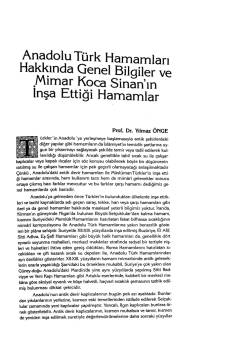 Anadolu Türk Hamamları Hakkında Genel Bilgiler ve Mimar Koca