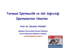 Tarımsal İşletmecilik ve S&uuml;t Sığırcılığı İşletmelerinin Y&ouml;netimi