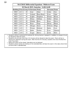 MAT201E Differential Equations Midterm Exam 28 March 2015