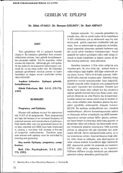 GEBELİK VE EPİLEPSİ - Klinik Psikofarmakoloji B&uuml;lteni