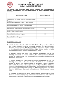 T.C. İSTANBUL BİLİM &Uuml;NİVERSİTESİ