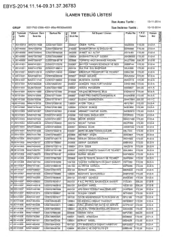 13.11.2014 Tarihli İlan Listesidir.