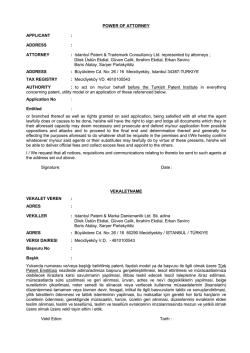 POWER OF ATTORNEY APPLICANT : ADDRESS