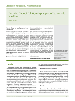 Tedaviye Diren&ccedil;li Tek U&ccedil;lu Depresyonun Tedavisinde