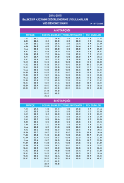 2014-2015 balıkesir kazanım değerlendirme uygulamaları ygs