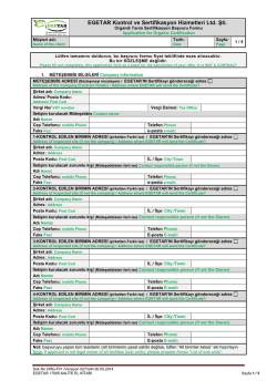 EGETAR Organik Tarım Sertifikasyon Başvuru Formu