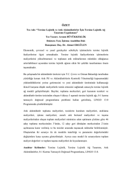 Tersine Lojistik ve Atık Akümülatörler İçin Tersine Lojistik Ağ