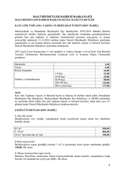 2014 Yılı &Uuml;cret Tarifesi