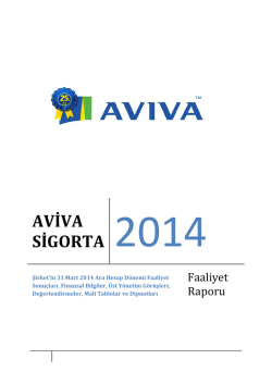 Aviva Sigorta A.Ş. 31 Mart 2014 Y&ouml;netim Kurulu Faaliyet Raporu