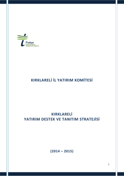 Kırklareli İli Yatırım Tanıtım ve Destek StratejisiKırklareli YDO