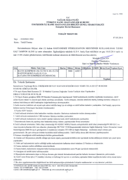 Ek: Teknik Şartname - Eskişehir Devlet Hastanesi