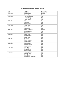 SD&Uuml; KİMYA M&Uuml;HENDİSLİĞİ SEMİNER TABLOSU Tarih Ad Soyad