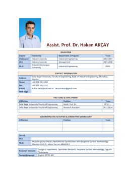 Assist. Prof. Dr. Hakan AK&Ccedil;AY