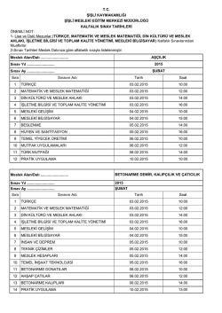 2015 Şubat D&ouml;nemi Kalfalık Sınav Tarihleri i&ccedil;in TIKLAYINIZ.......(PDF