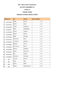 İE&Uuml; / Yabancı Diller Y&uuml;ksekokulu 2014