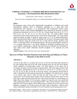 &Ccedil;elikhane C&uuml;rufundan Ve Tufalından Bitki Besin Elementlerinin Geri