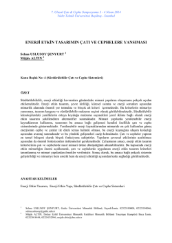 Enerji etkin tasarımın &ccedil;atı ve cephelere yansıması