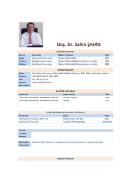 Do&ccedil;. Dr. Salim ŞAHİN - Celal Bayar &Uuml;niversitesi