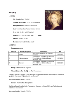 Yrd. Do&ccedil;. Dr. Neşe YILMAZ - Su &Uuml;r&uuml;nleri Fak&uuml;ltesi