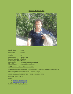 1 Professor Dr. Hasan Akın Family Name : Akın