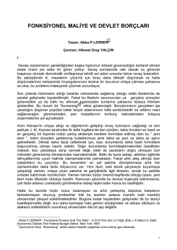 "Fonksiyonel Maliye", ( &Ccedil;ev:Hikmet Oray Yal&ccedil;ın)