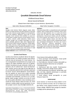 &Ccedil;ocukluk D&ouml;neminde Cinsel İstismar - Kocatepe Tıp Dergisi