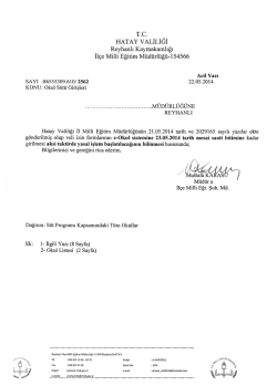 T.C. HATAY VALİLİĞİ Reyhanlı Kaymakamlığı İl&ccedil;e Milli Eğitim