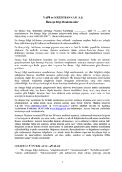 İhra&ccedil;&ccedil;ı Bilgi Dok&uuml;manı