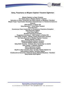 Satış, Pazarlama ve Müşteri İlişkileri Yönetimi