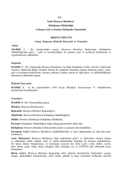 TC İzmir Bornova Belediyesi K&uuml;t&uuml;phane M&uuml;d&uuml;rl&uuml;ğ&uuml; &Ccedil;alışma Usul ve
