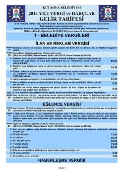 GELİR TARİFESİ