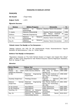 CV - Metalurji ve Malzeme M&uuml;hendisliği