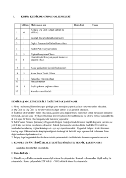 Kısım:1 Klinik Demirbaş Malzemeleri