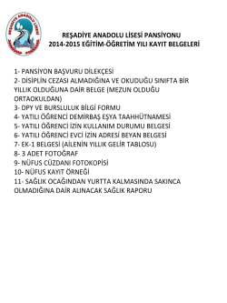 pansiyon evrakları - Milli Eğitim Bakanlığı