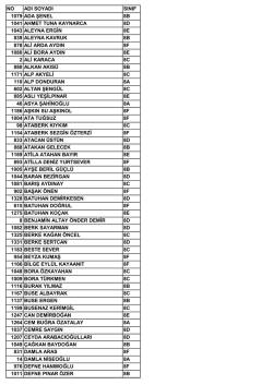no adı soyadı sınıf 1079 ada şenel 8b 1041 ahmet tuna