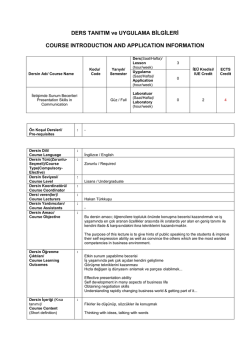 DERS TANITIM ve UYGULAMA BİLGİLERİ COURSE