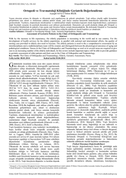 Ortopedi ve Travmatoloji Kliniğinde Geriatrik