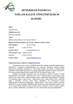 toplam kalite y&ouml;netimi kurum raporu