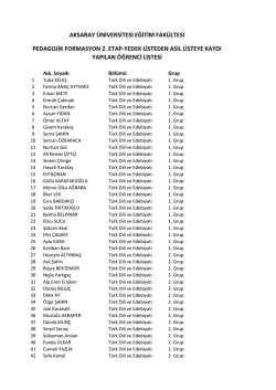 Formasyon 2. Etap - Aksaray &Uuml;niversitesi Eğitim Fak&uuml;ltesi
