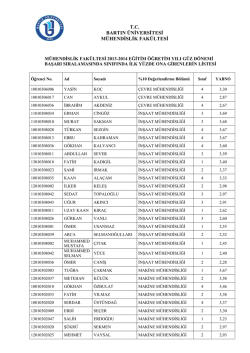 T.C. BARTIN &Uuml;NİVERSİTESİ M&Uuml;HENDİSLİK FAK&Uuml;LTESİ
