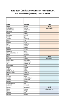 2013-2014 &Uuml;SK&Uuml;DAR UNIVERSITY PREP SCHOOL 2nd SEMESTER