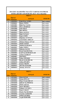 2014-2015 AKADEMİK YILI G&Uuml;Z YARIYILI HAZIRLIK SINIFLARI