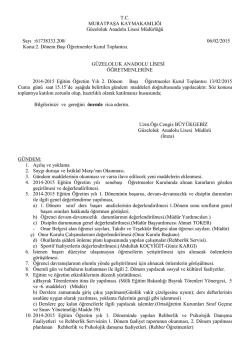 13/02/2015 Tarihli II.D&ouml;nem başı &Ouml;ğretmenler Kurulu G&uuml;ndem