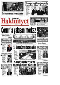12 Mart 2015 Perşembe - &Ccedil;orum Hakimiyet Gazetesi