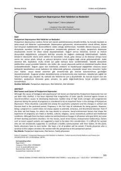 Postpartum Depresyonun Risk Fakt&ouml;rleri ve Nedenleri
